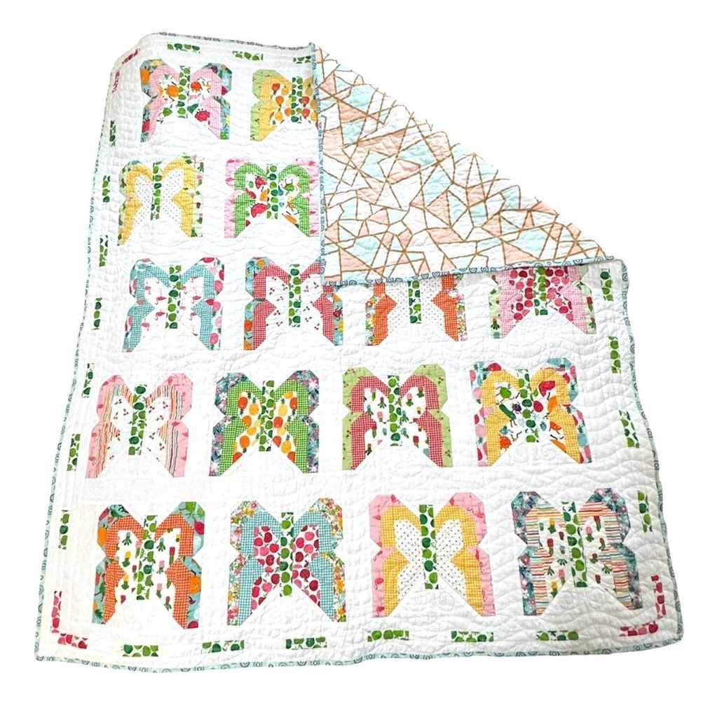 Handmade Baby Quilt Social Butterfly Lella Boutique Vanessa Goertzen 53"x45"